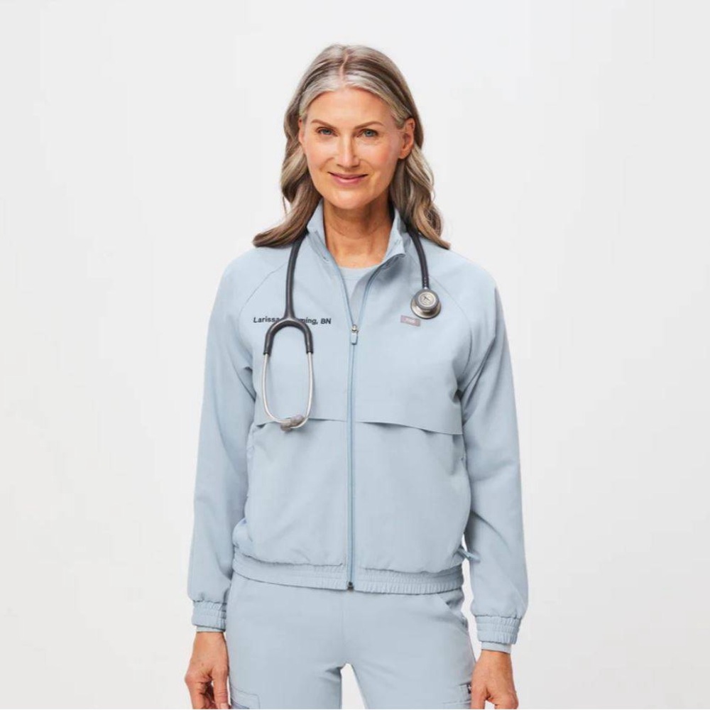 Figs Sydney Scrub Jacket- “Dusty Blue”